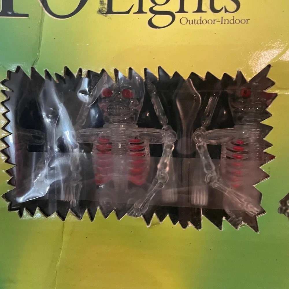 Vintage Halloween Skeleton String Lights Set of 2 Kmart Flashing Flickering 10ct